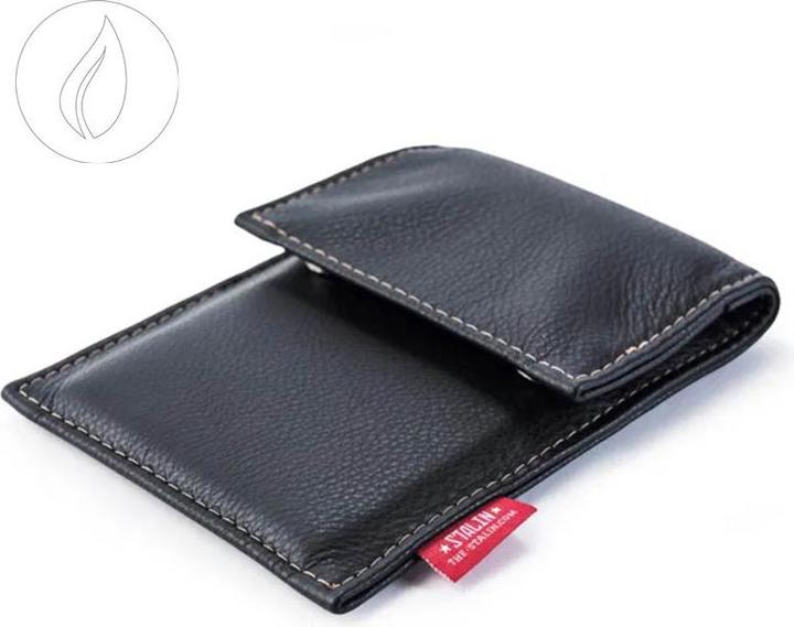 Image du produit Stalin PhoneBag en cuir véritable Big+ noir avec coutures gris foncé (Universel)