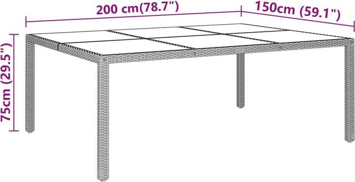 Produktbild vidaXL Garten Essgruppe (200 x 150 x 75 cm)