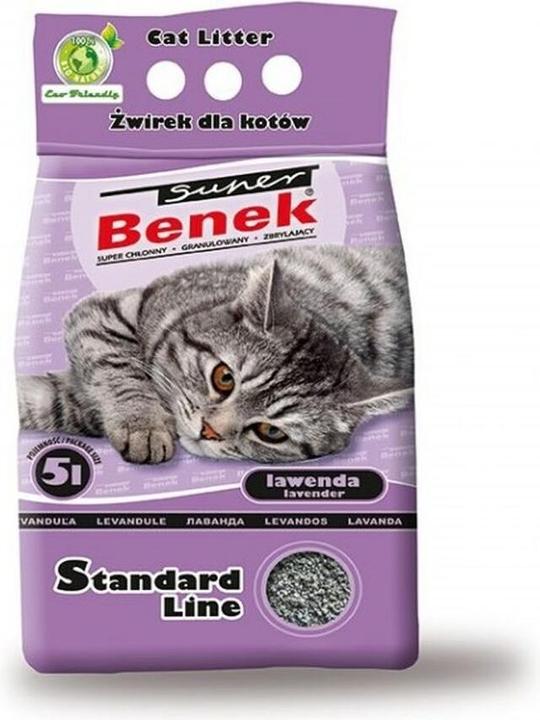 Immagine prodotto Super Benek Certech Standard Lavanda - Lettiera per gatti a mollo 5 l (Raggruppamento, Non spolverare, 4.90 kg)