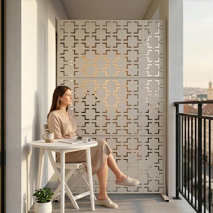 Produktbild Casa.Pro Trennwand Basciano verzinkter Stahl 180x90 cm Knoblauchbeige