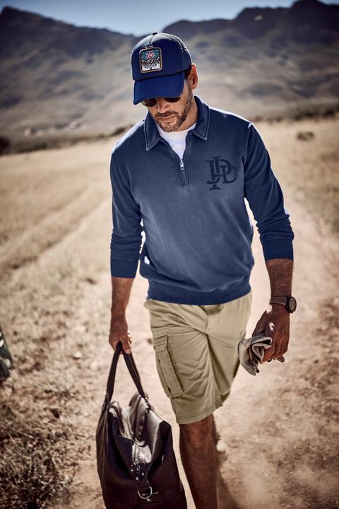 Produktbild JP1880 Sweatshirt, Polokragen, Zipper, Brustprint (3XL)
