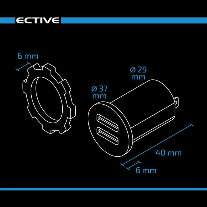 Image du produit Ective Double prise USB encastrée 5V 1/2,1A