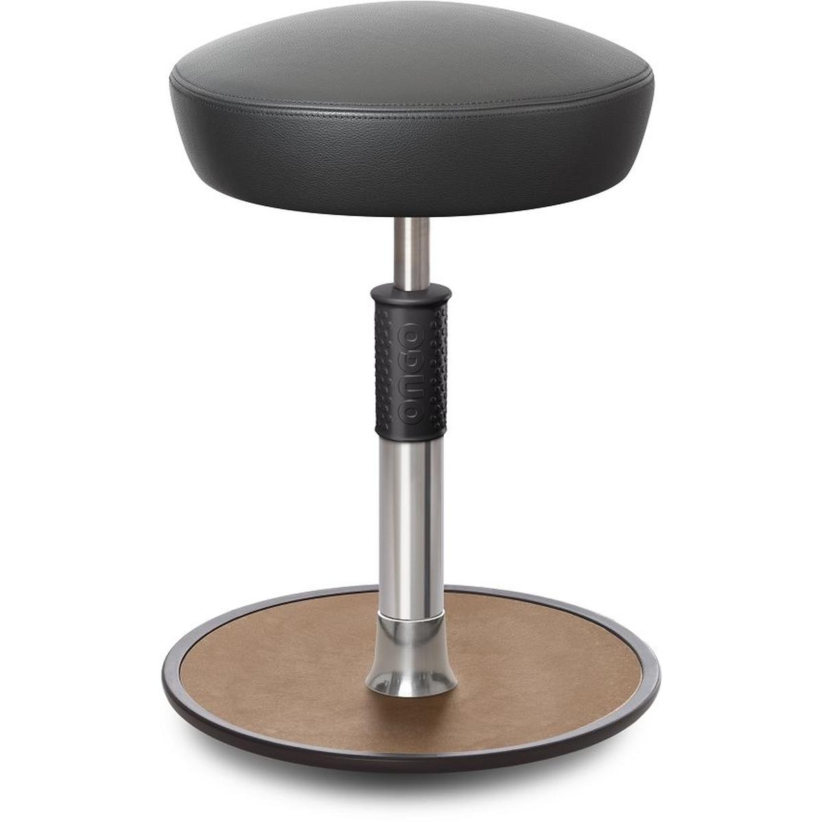 Ongo, Bürostuhl, Sitz- Stehhocker Free Regular Hutsitz Boxmark Leder Grau chrom /Natur