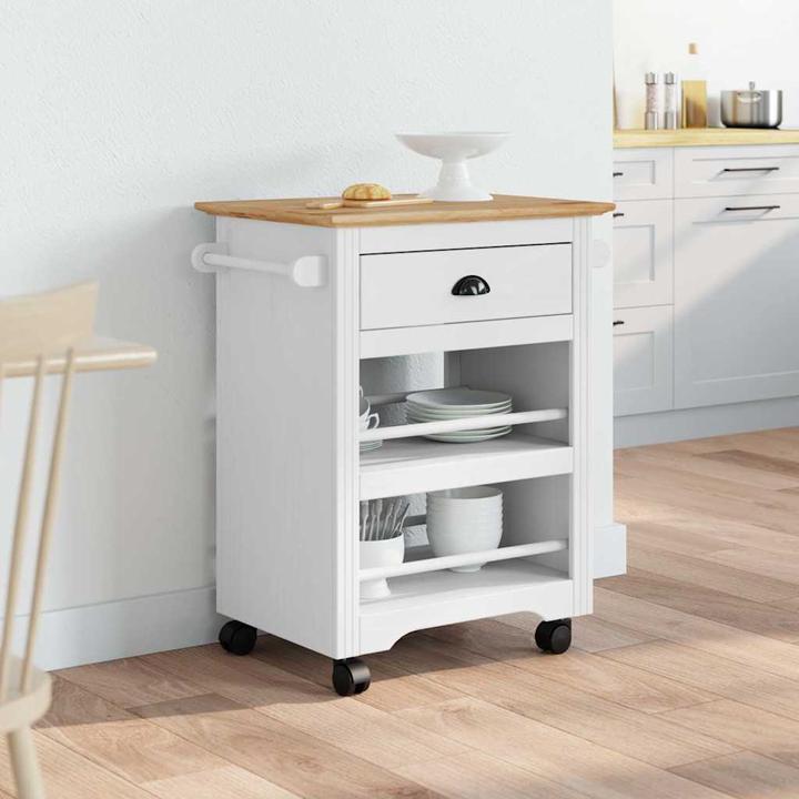 Actual product image vidaXL Kitchen trolley BODO White and brown 67.5x45x80 cm Side trolley Storage trolley