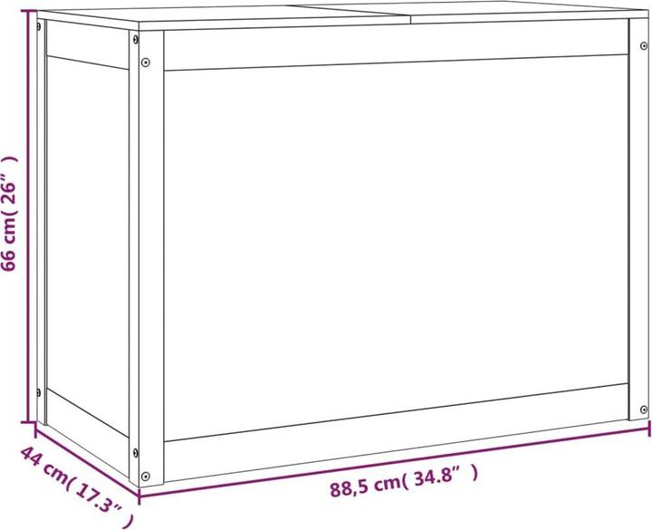 Actual product image vidaXL Wäschetruhe Schwarz 88,5x44x66 cm Massivholz Kiefer,Farbe