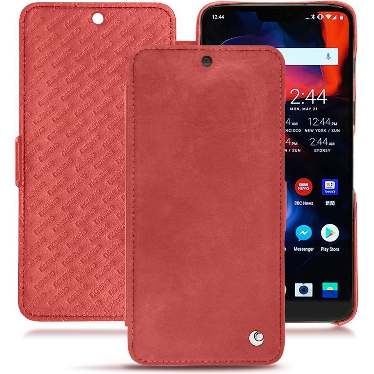 Noreve Lederschutzhülle horizontal (OnePlus 6), Smartphone Hülle, Rot