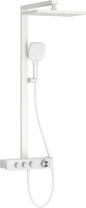 Emke Shower system with thermostat White matt shower mixer Complete shower set Rain shower with mixer