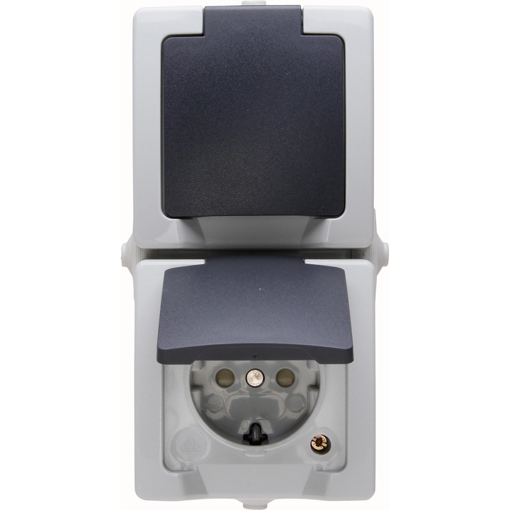 Actual product image Kopp Nautic surface-mounted damp-proof double socket outlet with hinged cover vertical