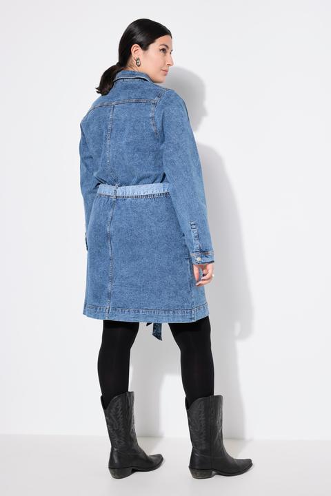 Produktbild Studio Untold Jeanskleid, Straight Shape, Hemdkragen, Bindeband, Langarm (56)