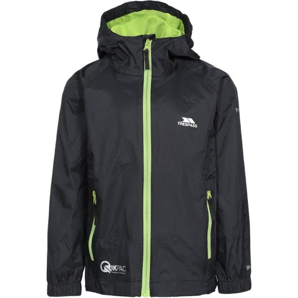 Trespass, Jacke, QIKPAC JACKET - Kinder Regenjacke unisex (11, 12), Schwarz, 11, 12