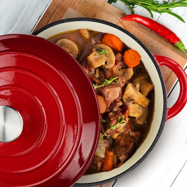 Produktbild alpina Casserole enamel cast iron Red (24 cm, Bräter + Schmortopf, Gusseisen)
