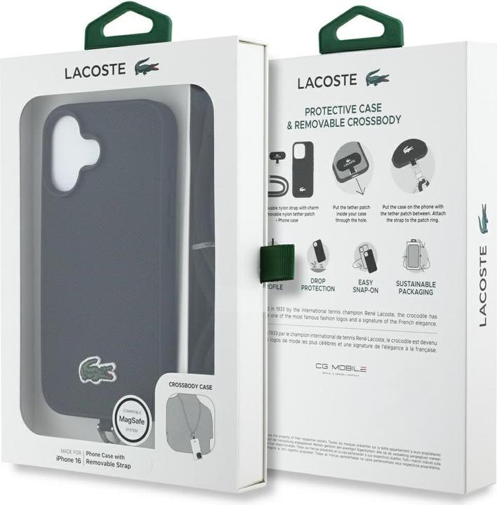 Immagine prodotto Lacoste Case Iconic Petit Pique Crossbody Cord MagSafe for iPhone 16 black (Apple iPhone 16)
