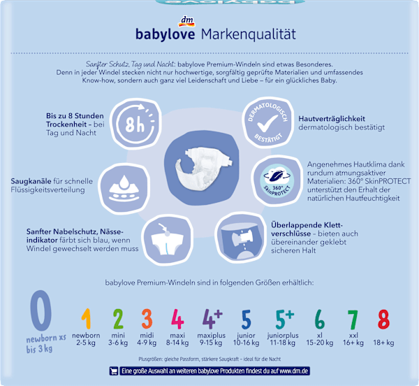 Immagine prodotto dm babylove Premium-Windeln (Dimensione 0, Pacco trasportabile, 24 Pezzo/i)