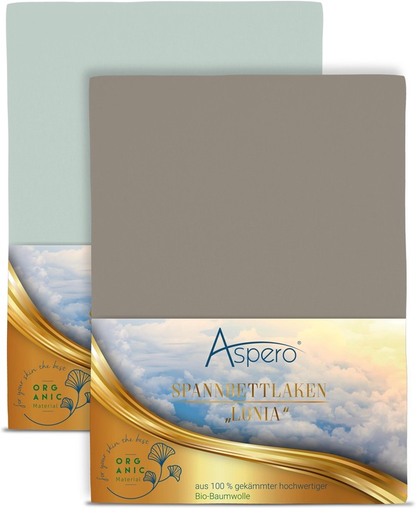 Produktbild Aspero 2 x Spannbettlaken aus Bio-Baumwolle (140 x 200 x 35 cm)