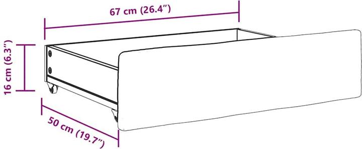 Produktbild VidaXL Bettschublade Bettkasten Schublade 2 Stk. Dunkelgrau HolzwerkSamt Samt (67 x 50 x 16 cm)