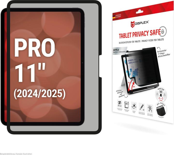 Produktbild Displex Tablet Privacy Safe, Tablet Blickschutzfolie (1 Stk., Apple iPad Pro 11 2024)