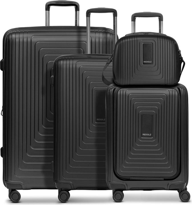 Produktbild Redolz Essentials 4-Rollen Kofferset + Beautycase 4 tlg. mit Dehnfalte + Laptopfach (263 l)