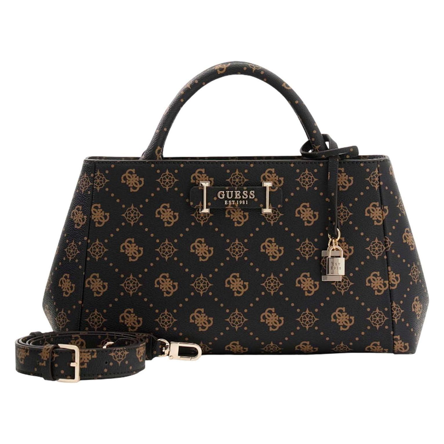 Guess, Damen, Handtasche, Carrie Logo Girlfriend Satchel, Braun