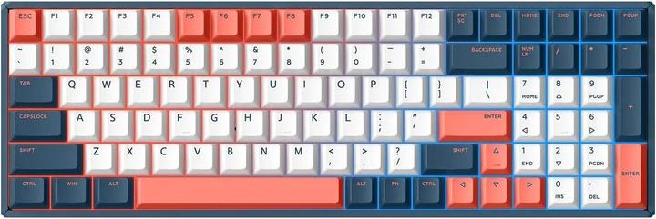 Actual product image Iqunix F97 Coral Sea RGB Cherry Silent Red Keyboard, Blue/White/Orange (Eng. Int., Cable, Wireless)