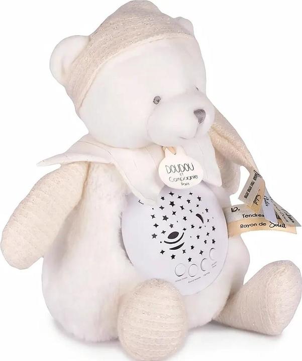 Actual product image Doudou et Compagnie Nachtlicht Sterne & Musik, Bär weiss 19cm