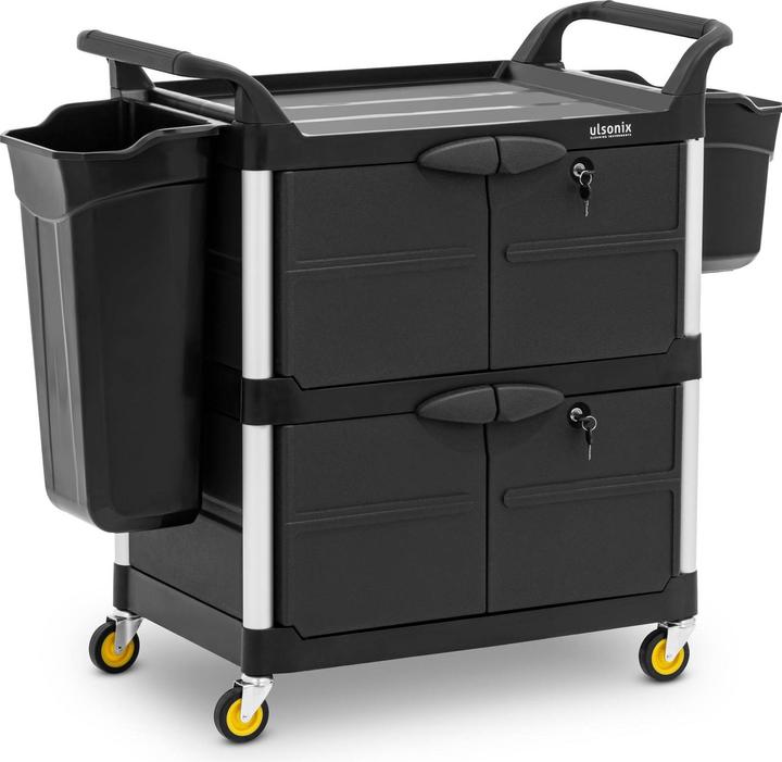 Ulsonix Cleaning Trolley - lockable - 150 kg - 3 shelves