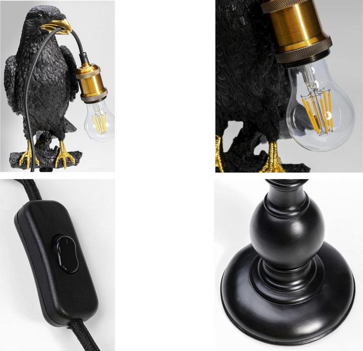 Image du produit Kare Design Lampe à poser Animal Sitting Crow noir mat (E27)