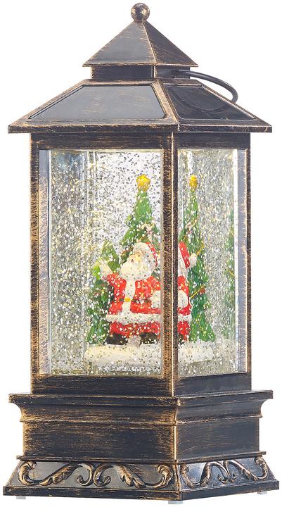 Actual product image Infactory Deko-LED-Laterne mit Schneewirbel, Weihnachtsmann und Tannenbaum