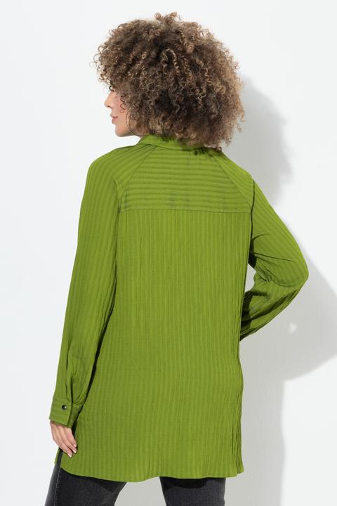 Actual product image Ulla Popken Bluse, Streifen, A-Linie, Hemdkragen, Langarm (60)
