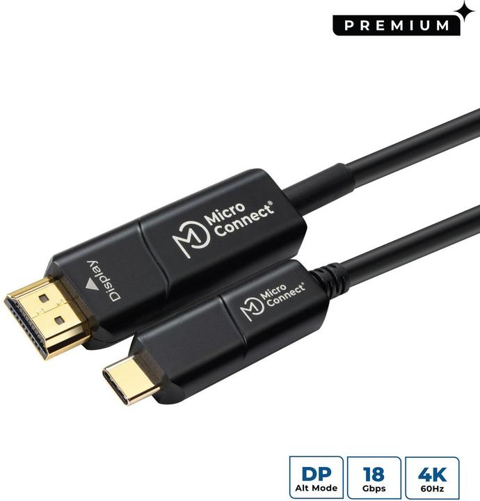 Actual product image MicroConnect USB3.1CHDMI10OP Video Cable Adapter 10 m USB Type-C HDMI Black (10 m, HDMI, 2.0)