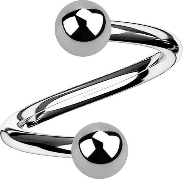 Actual product image Star Piercing Spiral silver with two balls (Titanium, without brass)