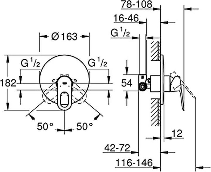 Image du produit Grohe StartLoop Mitigeur monocommandé pour douche, 1/2