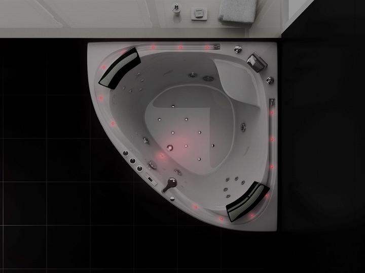 Produktbild Jet-Line Whirlpool VILLA SABRINA weiss 1,6x1,6 m Vollausstattung Wasserfall umlaufend (160 cm, 160000 cm)