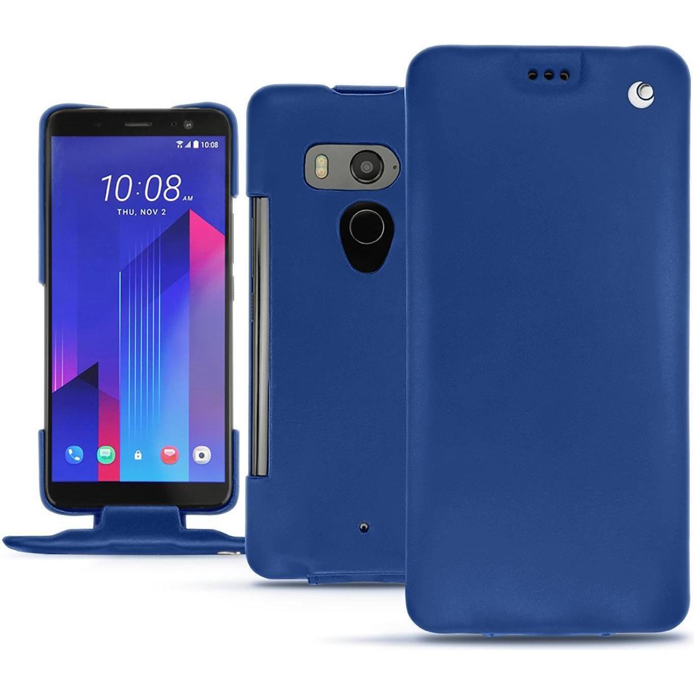 Thumbnail - Noreve Lederschutzhülle vertikal (HTC U11+), Smartphone Hülle, Blau