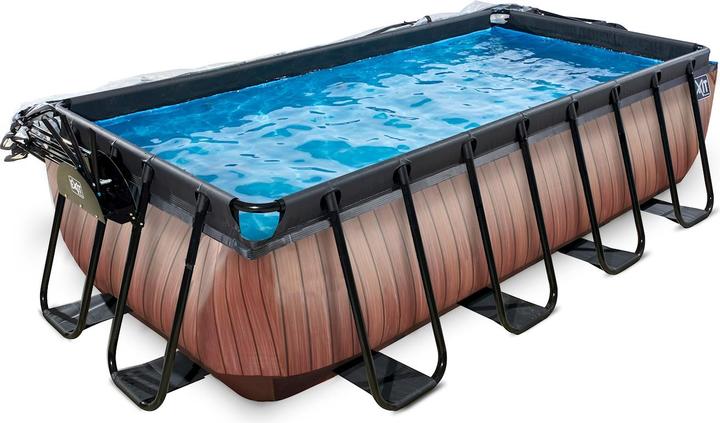 Produktbild Exit Rahmen-Pool Premium eckig 400x200x100 cm mit Sonnendach und Sandfilterpumpe (400 x 200 x 100 cm)