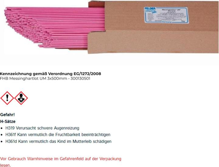 Produktbild Felder Messinghartlot UM 3x500mm L-Cu Zn 40 flu ( 4000872904 )