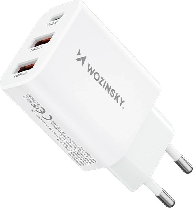 Actual product image Wozinsky CWCUCW 30W USB-C / 2 x USB-A wall charger - white (30 W)