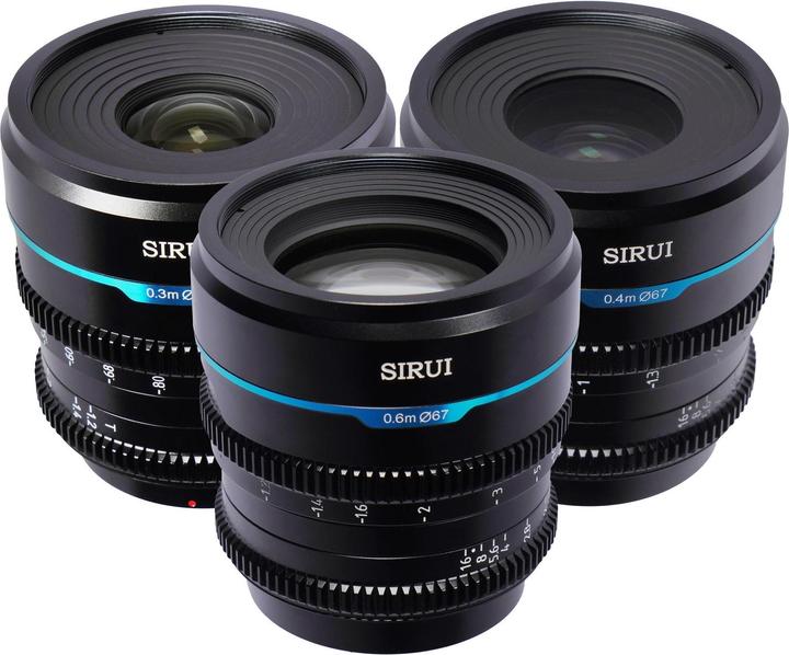 Actual product image Sirui Nightwalker 24 35+55mm T1.2 S35 MF Cine Lens Bundle X-Mount (Fujifilm X, APS-C / DX)