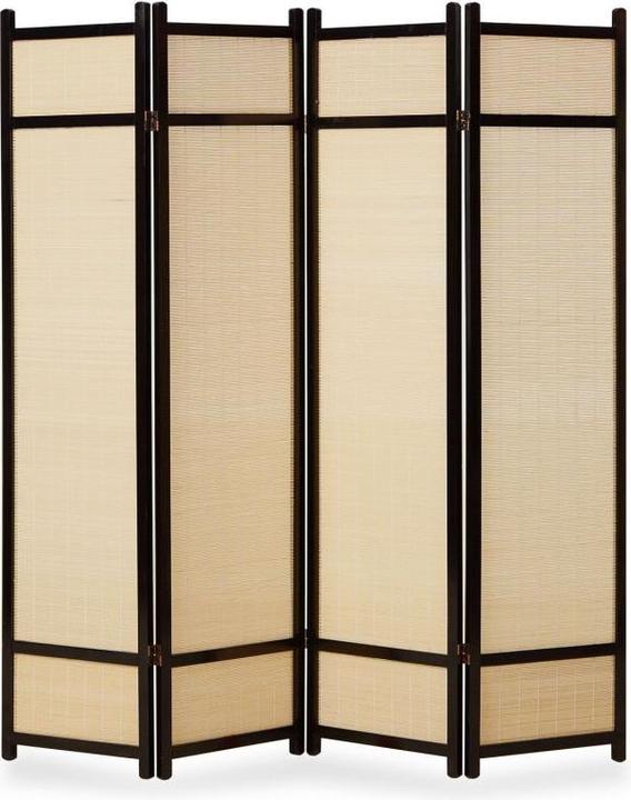 Greendeco 4-fold wood screen bamboo black