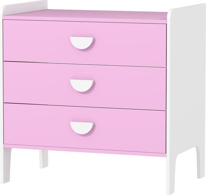 Swisshandel24 Kinder-Kommode mit 3 Schubladen, MDF, Aufbewahrungsschrank für Kinder, Rosa+Weiss (40 x 60 x 60 cm)