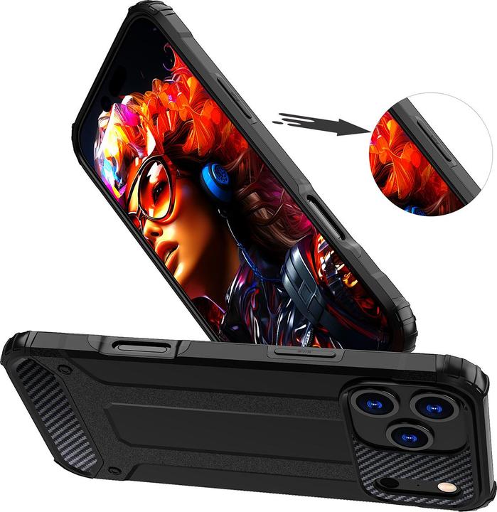 Actual product image Hurtel Hybrid Armor Case für iPhone 17 Pro Max - Schwarz (Apple iPhone 17 Pro Max)