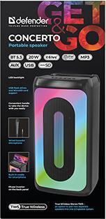 Produktbild Defender CONCERTO Bluetooth Lautsprecher 20W MP3/FM/SD/USB/AUX/TWS/LED/MIC KARAOKE schwarz + Mikrofo
