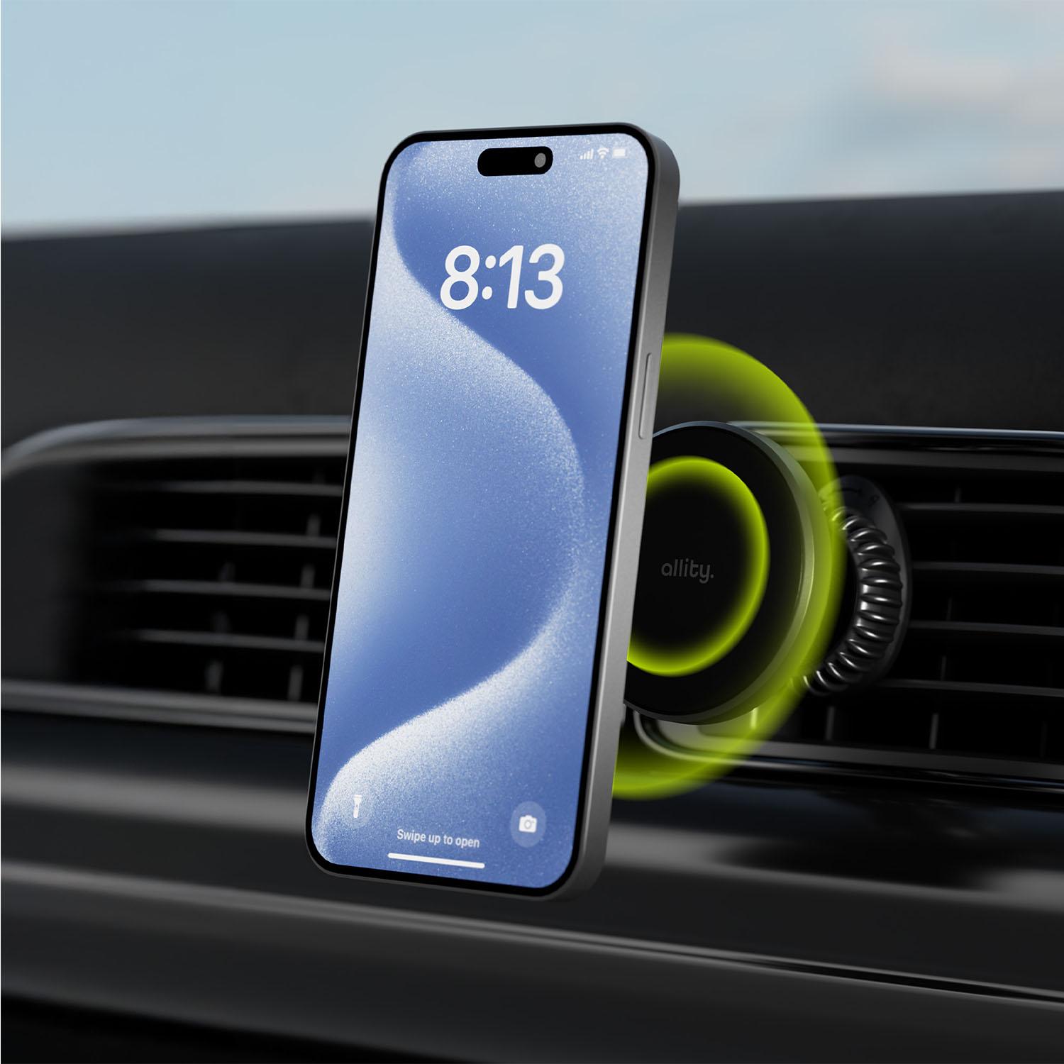 Thumbnail - Allity car holder for air vent ACH-300 magnetic with wireless charging black 15W, Smartphone Halterung, Schwarz