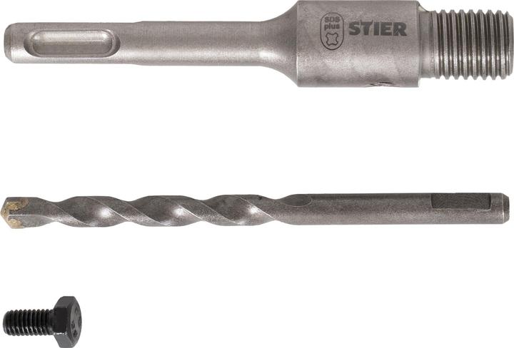 Stier Porte-embout SDS-Plus M16 110 mm avec foret de centrage pour couronnes-trépans