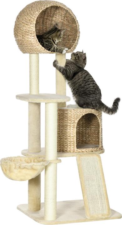 PawHut Arbre à chat avec maison pour chats (150 cm, Beige)