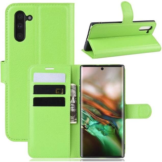 Thumbnail - MU Classic Litchi Leder Bookcover Series (Samsung Galaxy Note 10), Smartphone Hülle, Grün