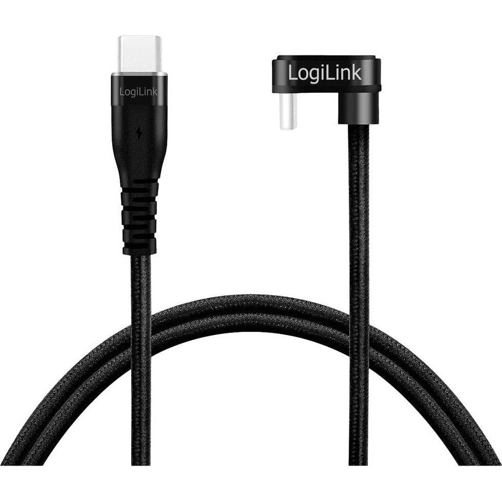Thumbnail - LogiLink USB 2.0 Type-C-Kabel, C/M 180° zu USB-C/M, Alu, schwarz, 2 m (2 m, USB 2.0), USB Kabel