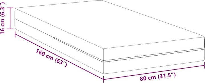 Produktbild vidaXL Schaumstoffmatratze (Schaumstoffkern, 80 x 160 cm)