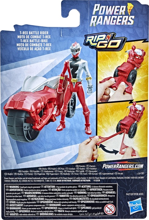 Produktbild Power Rangers Dino Fury Rip N Go T-Rex Battle-Bike und Roter Ranger, 15 cm grosses Fahrzeug mit Ac...