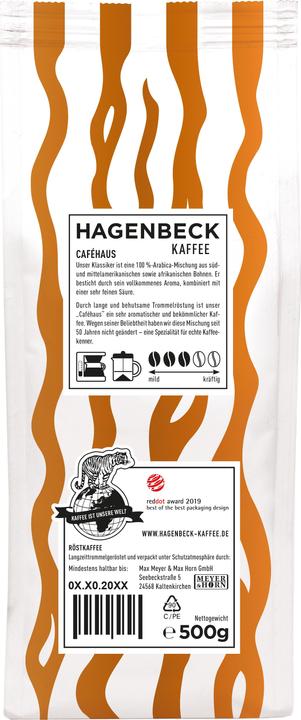 Nutritional values and ingredients Hagenbeck Kaffee Cafehaus 500g ground (Medium roast, 500 g)
