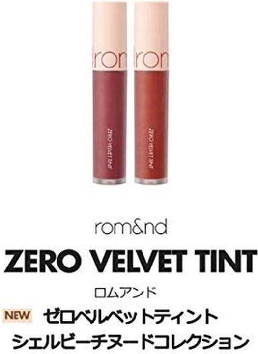 Immagine prodotto Rom&Nd Zero Velvet Tint 17 Colori Velvet Matte Tinta per labbra a lunga durata e resistente alle sbavature (16 Burny Nudo)